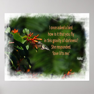 Affiche Photo de colibri avec une citation de Hafez