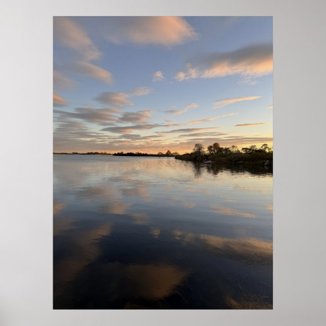 Affiche photo de coucher de soleil sur l'étang (Devant)