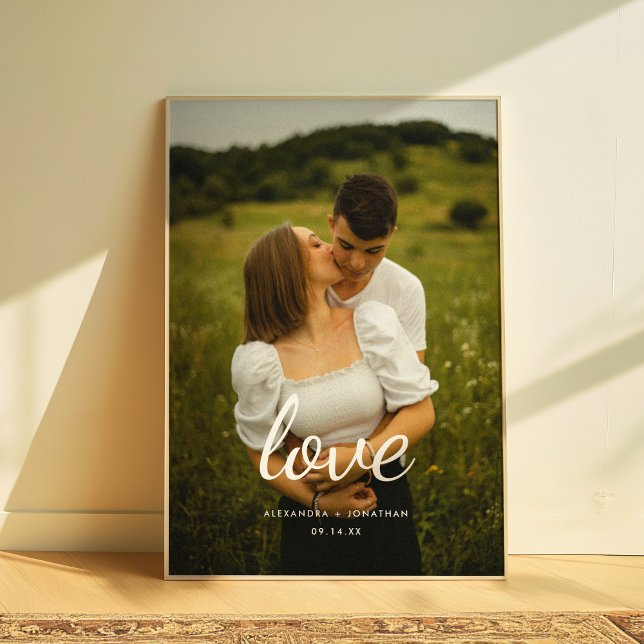 Affiche Photo de couple de mariage 'Amour' avec écriture m (Créateur téléchargé)
