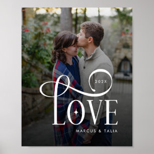 Affiche Photo de couple fiancé personnalisé avec écriture