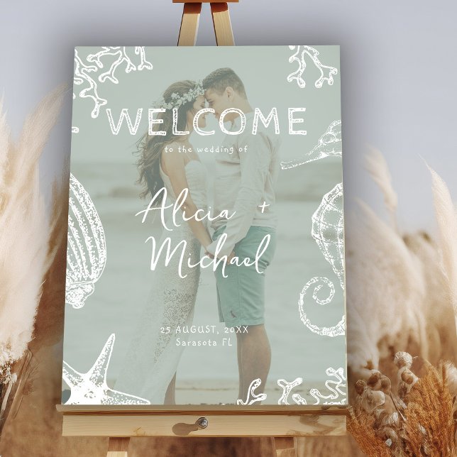 Affiche Photo de couple mariage côtier de bienvenue  (Créateur téléchargé)
