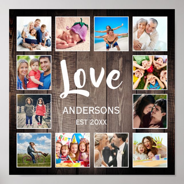Affiche Photo de Custom Collage Rustic Farmhouse Love Fami (Devant)