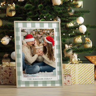 Affiche Photo de famille verte moderne Joyeux Noël