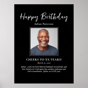 Affiche Photo de fête d'anniversaire Bienvenue noir blanc
