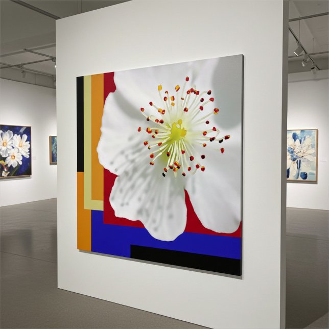 Affiche Photo de fleur blanche de printemps en gros plan (Créateur téléchargé)