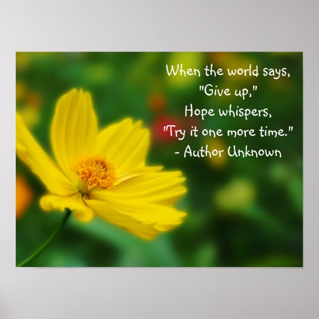 Affiche Photo de flore de fleur jaune avec citation (Devant)