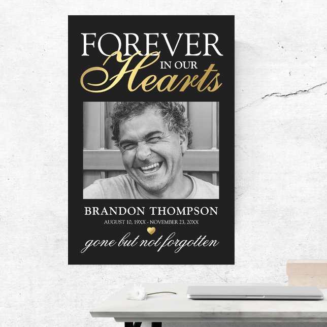 Affiche Photo de funérailles en or noir Mémorial (Créateur téléchargé)