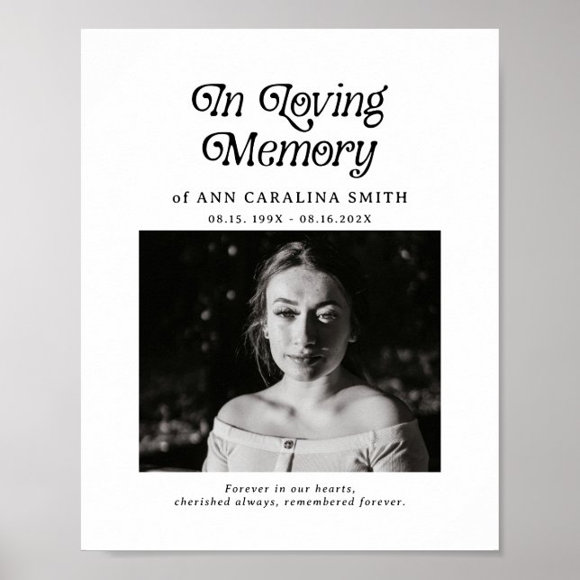 Affiche Photo de funérailles rétro minimal en souvenir aff (Devant)