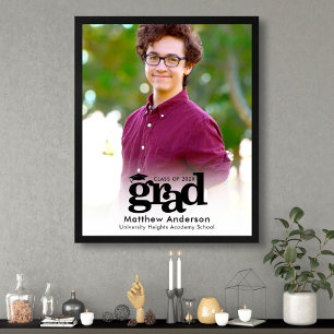 Affiche Photo de Graduation blanche Typographie noire Mini