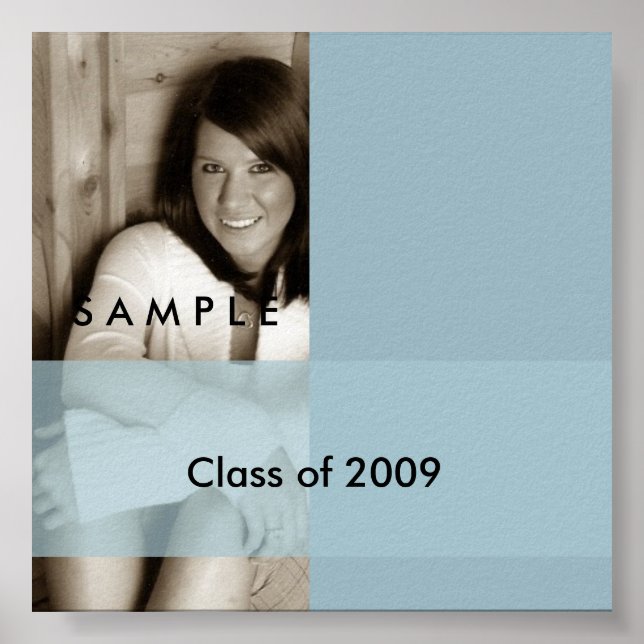Affiche Photo de Graduation en bleu clair Autographe Poste (Devant)