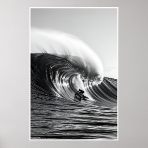 Affiche Photo de la vague de tonneaux noir et blanc - Océa