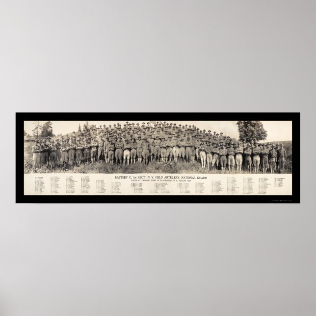 Affiche Photo de l'artillerie de la NY de Plattsburgh 1916 (Devant)