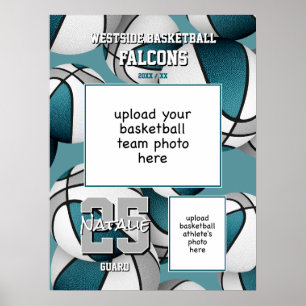 Affiche photo de l'équipe de basket-ball gris turquoise