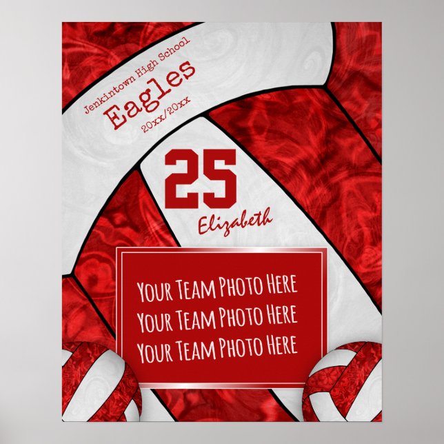 Affiche photo de l'équipe de volley-ball blanc (Devant)