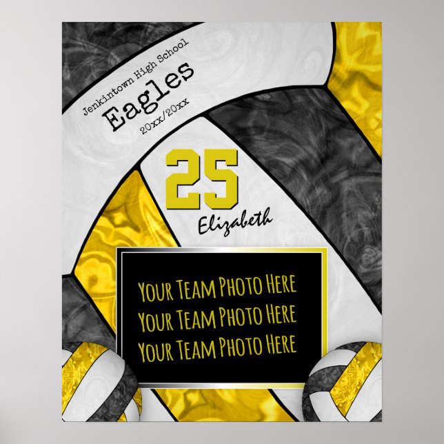 Affiche photo de l'équipe de volley-ball des filles en jau (Devant)