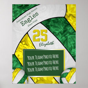 Affiche photo de l'équipe de volley-ball des filles jaune