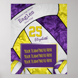 Affiche photo de l'équipe de volley-ball des filles jaune 