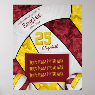 Affiche photo de l'équipe de volley-ball des filles jaune 