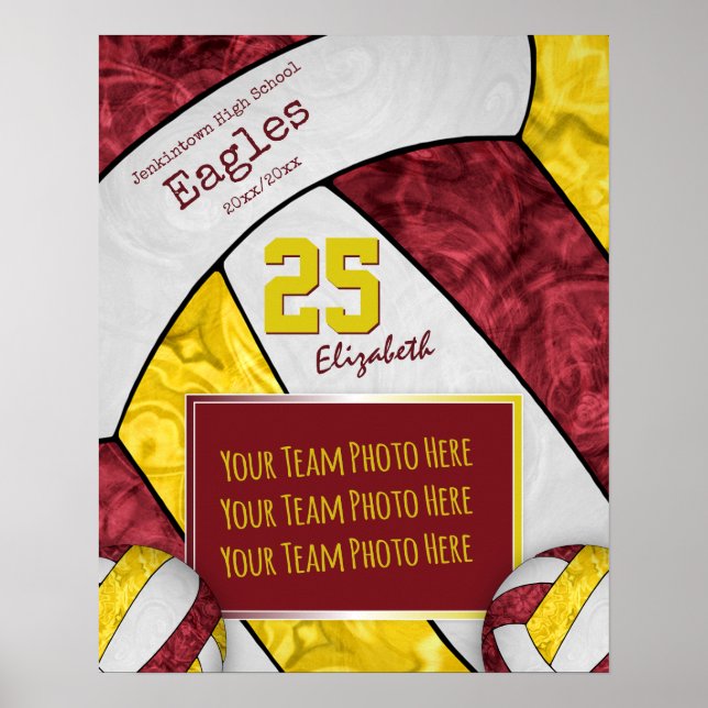 Affiche photo de l'équipe de volley-ball des filles jaune  (Devant)