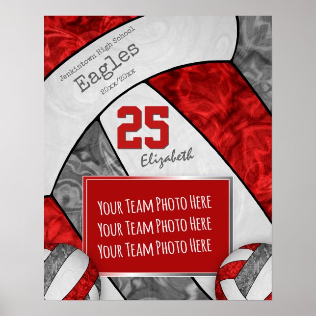 Affiche photo de l'équipe de volley-ball des filles rouge  (Devant)