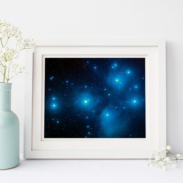 Affiche Photo de l'espace céleste des Pléiades bleu aqua 1 (Aqua Blue Pleiades Celestial Space Photo 10x8 Poster)