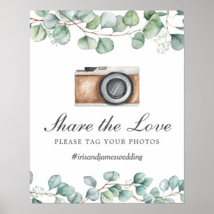 Affiche Photo de mariage avec tag de feuilles de verdure p