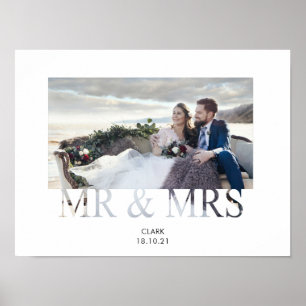 Affiche Photo de mariage de couple amoureux Mr & Mrs roman