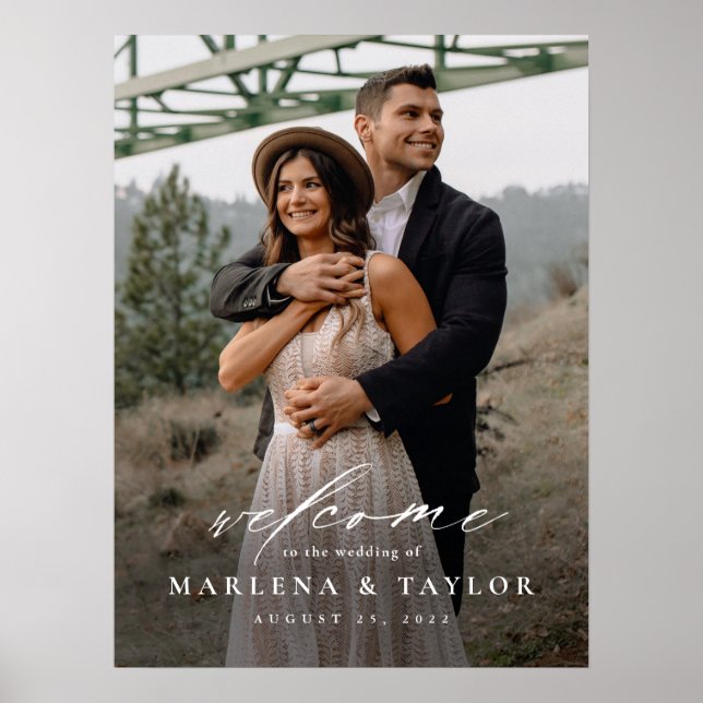 Affiche Photo de mariage élégant avec calligraphie de bien (Devant)
