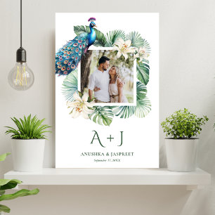 Affiche Photo de mariage floral Paon Indien Tropical