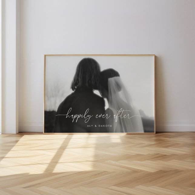 Affiche Photo de mariage minimal noir blanc pour anniversa (Créateur téléchargé)