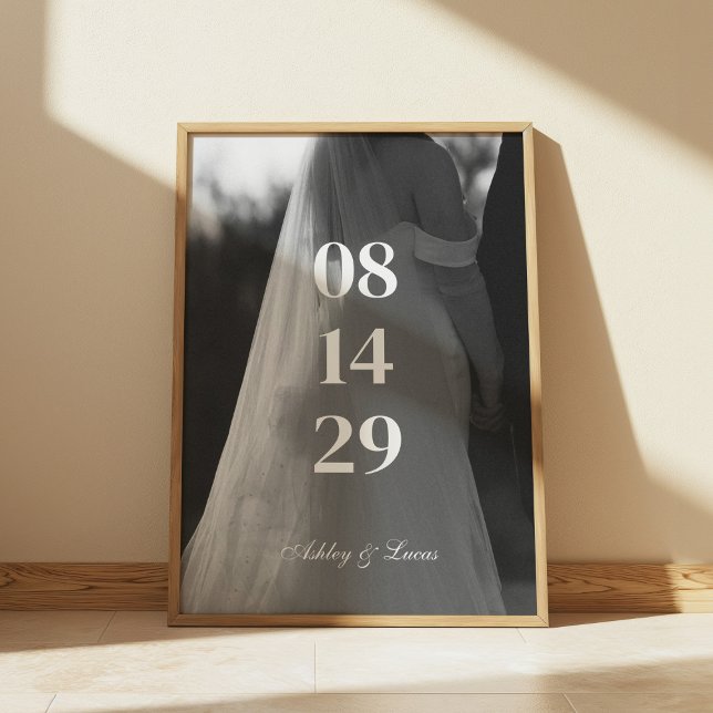 Affiche Photo de mariage minimaliste moderne en noir et bl (Créateur téléchargé)