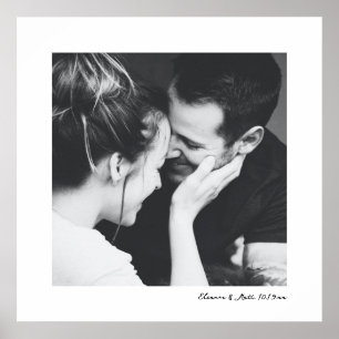 Affiche Photo de mariage minimaliste noir et blanc pour co