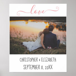 Affiche Photo de mariage personnalisé avec noms et date
