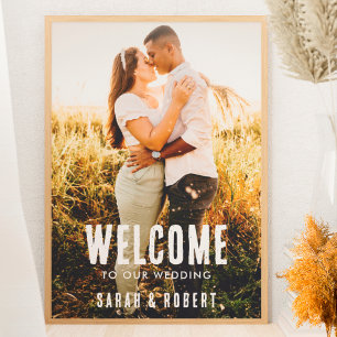 Affiche Photo de mariage rustique Bienvenue à notre mariag