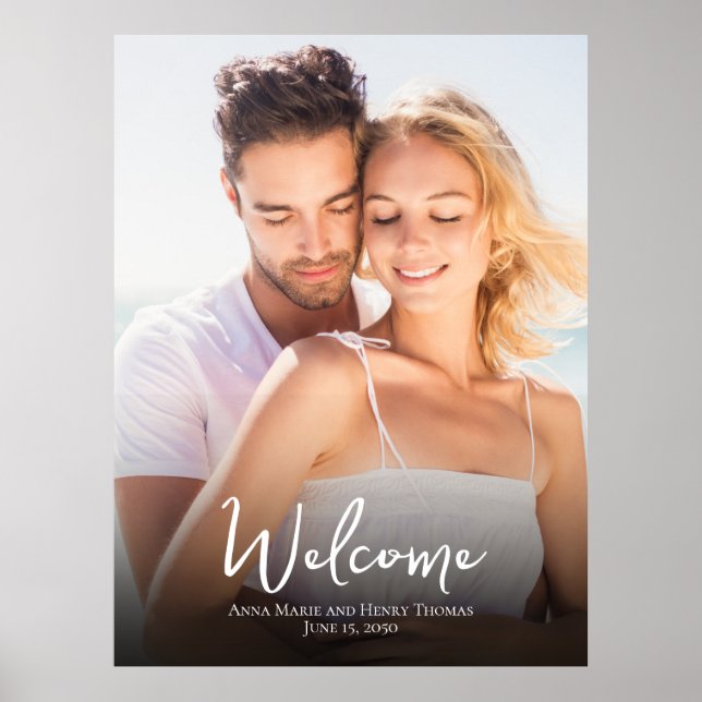 Affiche Photo de mariage simple calligraphie moderne minim (Devant)