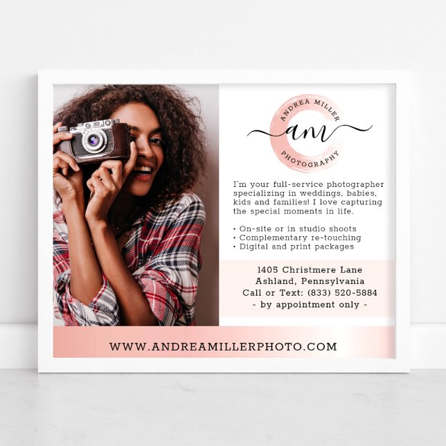 Affiche Photo de marketing de photographe minimaliste en o (Créateur téléchargé)