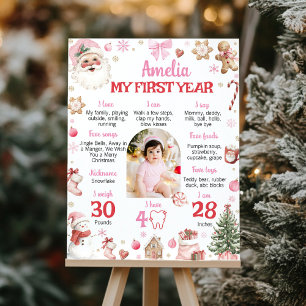 Affiche Photo de Noël Rétro Père Noël Anniversaire Étape I