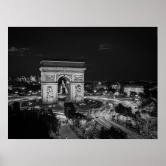Affiche Photo de nuit noire et blanche Arc de Triomphe Par