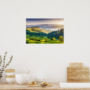 Affiche Photo de paysage naturel de collines ondoyantes