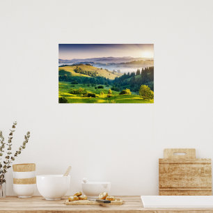 Affiche Photo de paysage naturel panoramique de collines o