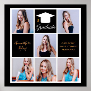 Affiche Photo de portrait de fin d'études en or noir chic