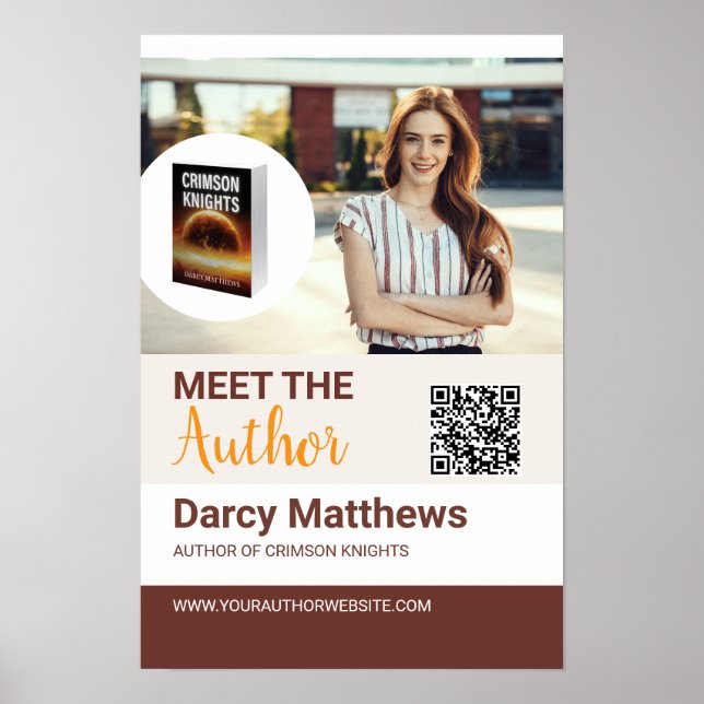 Affiche Photo de promo de l'auteur avec QR code moderne (Devant)