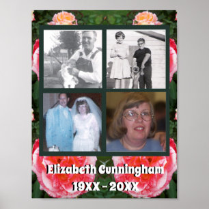 Affiche Photo de quatre photos commémoratives en rose carr