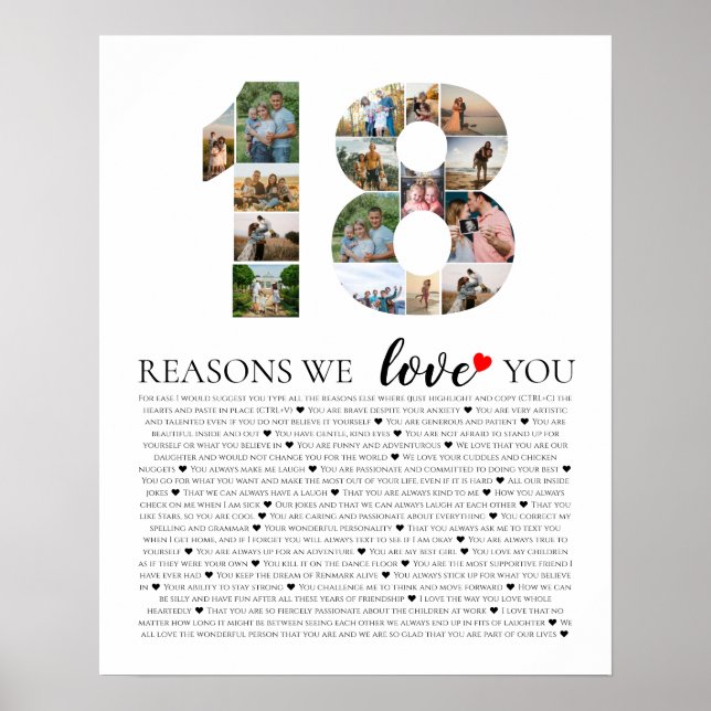 Affiche photo de raisons adultes pour le 18e anniversaire  (Devant)