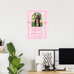 Affiche Photo de remise de diplôme avec un nœud rose moder