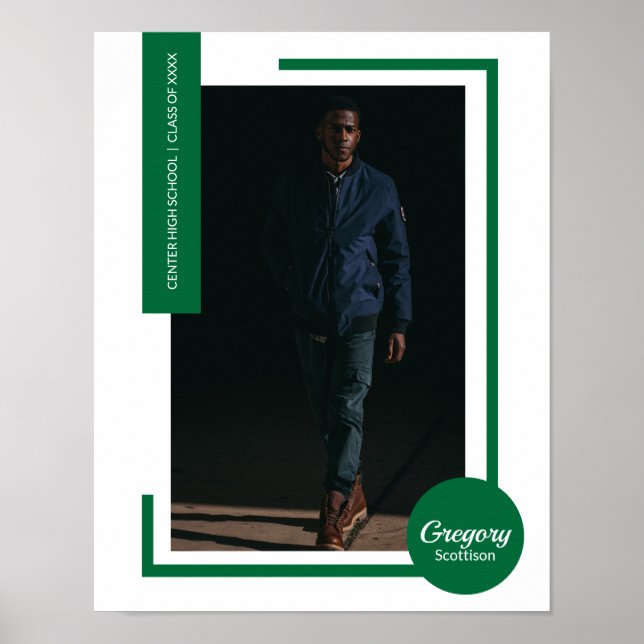 Affiche Photo de remise de diplôme moderne et vert (Devant)