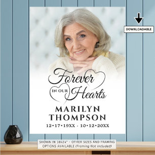 Affiche Photo de souvenir funéraire À JAMAIS DANS NOS CŒUR