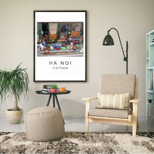 Affiche Photo de voyage de rue de Hanoi Vietnam Nourriture