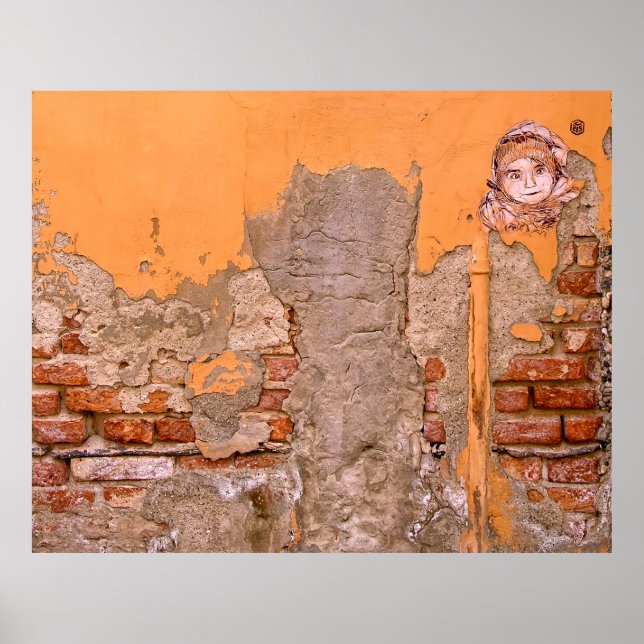 AFFICHE PHOTO D'ORANGE ET PEINTURE DE MUR GRIS (Devant)