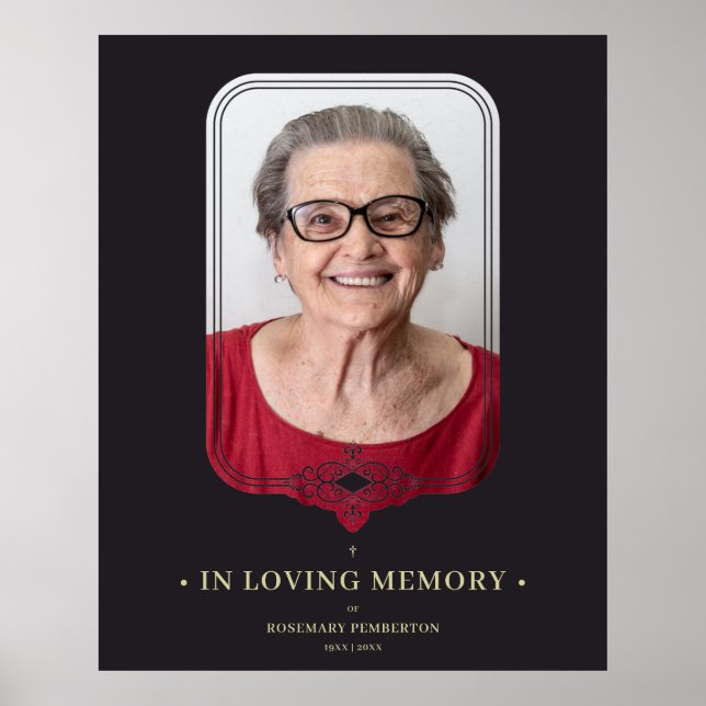 Affiche Photo d'ornement en filigrane noir pour enterremen (Devant)